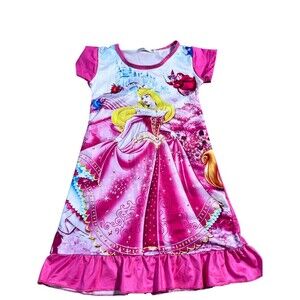 E Bei K- Little Girls Princess Belle Casual Dress Kids Size 3t Pink Cartoons
